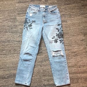 Rose printed mom jeans